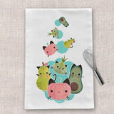 Floursack Tea Towel - Fruits and Veggie Cats
