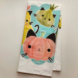 Floursack Tea Towel - Fruits and Veggie Cats