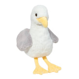 Plush toy seagull on a white background