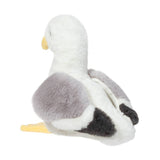 Plush toy seagull on a white background