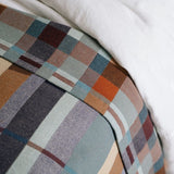 Plaid patterned blanket on a white background