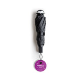 Black folded umbrella with a vampire head.