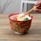 Donburi Bowl - Red Snake with Chopsticks