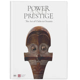 Book cover titled 'Power and Prestige' with a wooden sculpture on a white background