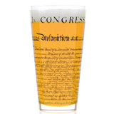 Pint glass with text design on a white background