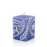 Henna White on Blue Painted Candles