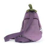 Purple bag shaped like an eggplant on a white background