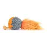 Plush toy comet with a smiling face on a white background