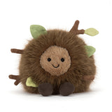 Plush toy with a smiling face on a white background