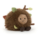 Plush toy with a smiling face on a white background