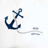 Nautical anchor design with 'PEM Salem, MA' text on a white background