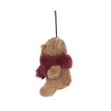 Brown plush bear ornament on a white background.