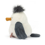 Plush seagull toy on a white background