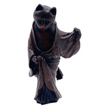 Cat in robe netsuke, or Japanese toggle figurine on a white background