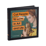 A hardcover art book titled 'Cat People to Love in Art and Life' by Nicole Tersigni, featuring a black cover with a reproduction of a Renaissance-style painting of a woman holding a cat, set against a plain white background.