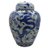 Blue and White Porcelain Dragon Lidded Jar