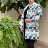 Jacket White & Blue Multi Geometric