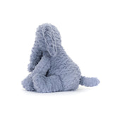 Plush elephant toy on a white background
