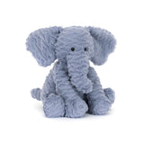 Plush elephant toy on a white background