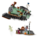 Toy train set with detailed components on a white background