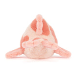 Plush fish toy with pink and orange colors on a white background