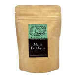 A kraft paper stand-up pouch of Kakawa Chocolate House 'Mayan Full Spice' on a white background.
