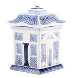 Lidded Jar Blue Willow Pagoda