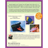 Back book cover featuring various folding projects with photos, descriptions, and a purple border on a white background.