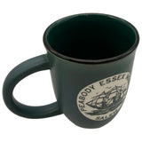 Green mug with Peabody Essex Museum logo on a white background