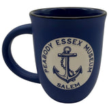 Blue mug with Peabody Essex Museum Salem logo featuring an anchor.