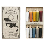 A boxed set of Japanese wax candles shown in two views: the front of the packaging on the left and the open box with multiple wax candles inside on the right. The packaging features a black cat illustration and Japanese text, including 'Warosoku Daiyo' and 'Rice Bran Japanese Candle.
