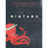 Book cover for 'Rintaro' by Sylvan Mishima Brackett with Jessica Bostillane, featuring a textured dark charcoal background, white title text, and a red octopus wearing a patterned headband.