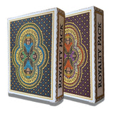 Two decks of playing cards with Ethiopian-inspired artwork, both labeled 'ROYALTY PACK' on a colorful geometric background.