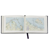 Open book displaying two maps on a white background