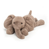 Plush elephant toy on a white background