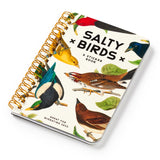 Sticker book titled 'Salty Birds' with colorful bird illustrations on a white background