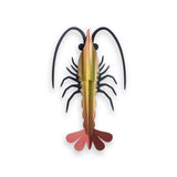 Colorful shrimp-shaped object on a white background