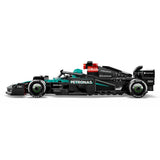 Model of a Formula 1 car with visible branding on a white background
