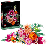 LEGO Botanicals Pretty Pink Flower Bouquet set with packaging on a white background