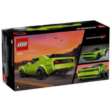 LEGO Dodge vehicle set packaging with a green car on a black box