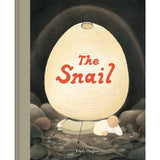 Book cover of 'The Snail' by Emily Hughes with a man under a large egg-shaped paper lantern.