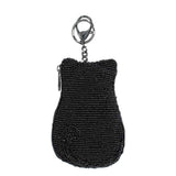 Black beaded keychain pouch on a white background