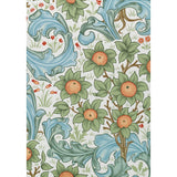 Decorative paper with floral and wave design on a white background