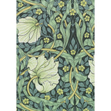 Floral pattern with green leaves and yellow flowers on a dark background