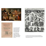 Collage of images related to witch trials, including a courtroom scene, a book titled 'Malleus Maleficarum', and a black and white illustration of a witch hunt.