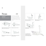 Instructions for making an origami swan with step-by-step diagrams on a white background.
