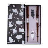 Black Cat Chopsticks and Rests Set - 2  pair