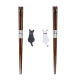 Black Cat Chopsticks and Rests Set - 2  pair