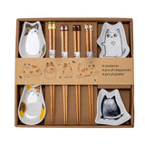 Chopsticks and Sauce Dish Gift Set Cute Cats