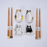Chopsticks and Sauce Dish Gift Set Cute Cats